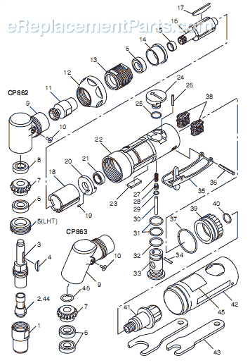 Page A Diagram and Parts List for CP863 T025317 Chicago Pneumatic Angle Grinder